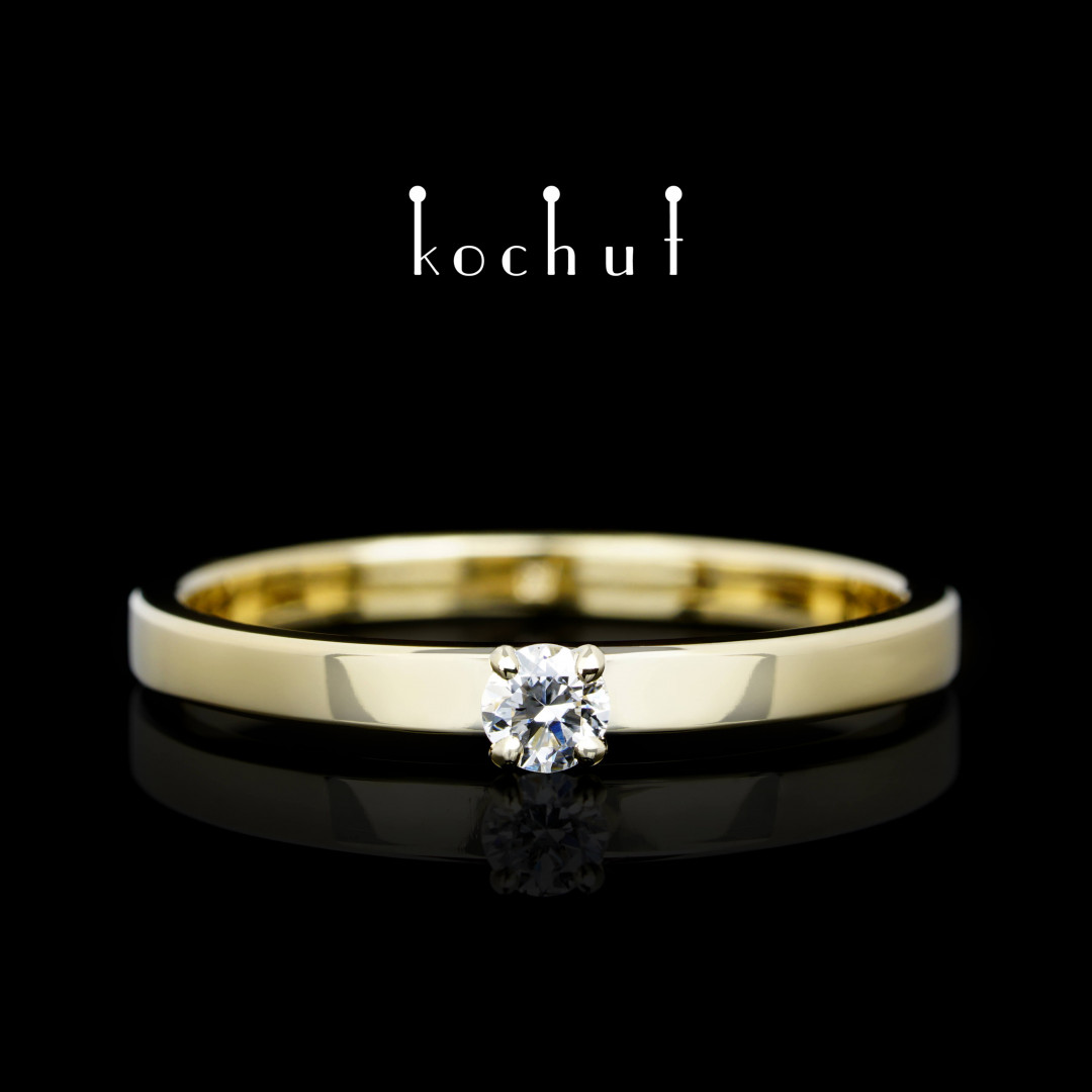 Simple gold ring hot sale with one diamond